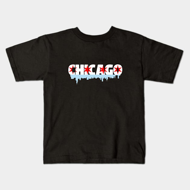 Chicago Flag Skyline Kids T-Shirt by Shappie112